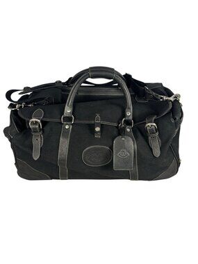 Ghurka Cavalier Rolling Duffle Bag  Black Carry-on Luggage Travel Canvas Leather